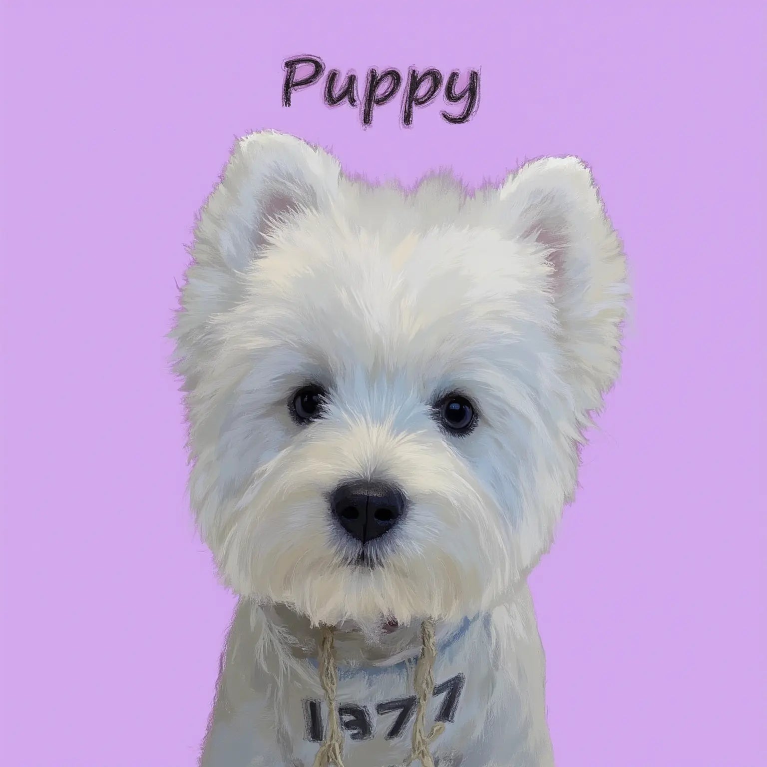 Personalized Westie puppy custom dog portrait, unique pet wall art gift for dog lovers.