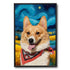 Custom Corgi pet portrait painting, personalized dog wall art, Starry Night inspired pet gift.