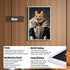 Framed portrait of a Corgi dog in royal attire, with white frame, HD UV printing, and clear acrylic panel.