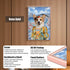 Rose gold framed Corgi dog painting on acrylic panel, featuring a happy Corgi with a floral crown at a vibrant coastal beach, suitable for wall or tabletop decor.