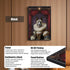 Royal German Shepherd Renaissance dog portrait in an ornate black frame, highlighting HD UV printing and clear acrylic panel.
