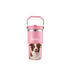 Personalized pink pet portrait tumbler with custom Border Collie painting, ideal dog wall art gift.