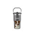 Personalized pet portrait tumbler with custom dog painting of