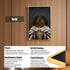 Custom Royal Pet Portrait Painting of a Dachshund dog in a regal costume, displayed in a gold alloy frame with HD UV printing and clear acrylic panel, suitable for wall or tabletop.