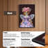 Cute Cavalier King Charles Spaniel dog fairy princess funny pet portrait wall art with pink rose floral dress, fairy wings, and black frame.