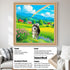 Natural wood framed custom pet portrait of a husky, personalized dog painting, ideal pet wall art gift.