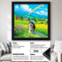 Custom pet portrait, black framed Malamute dog art, personalized pet wall art gift.
