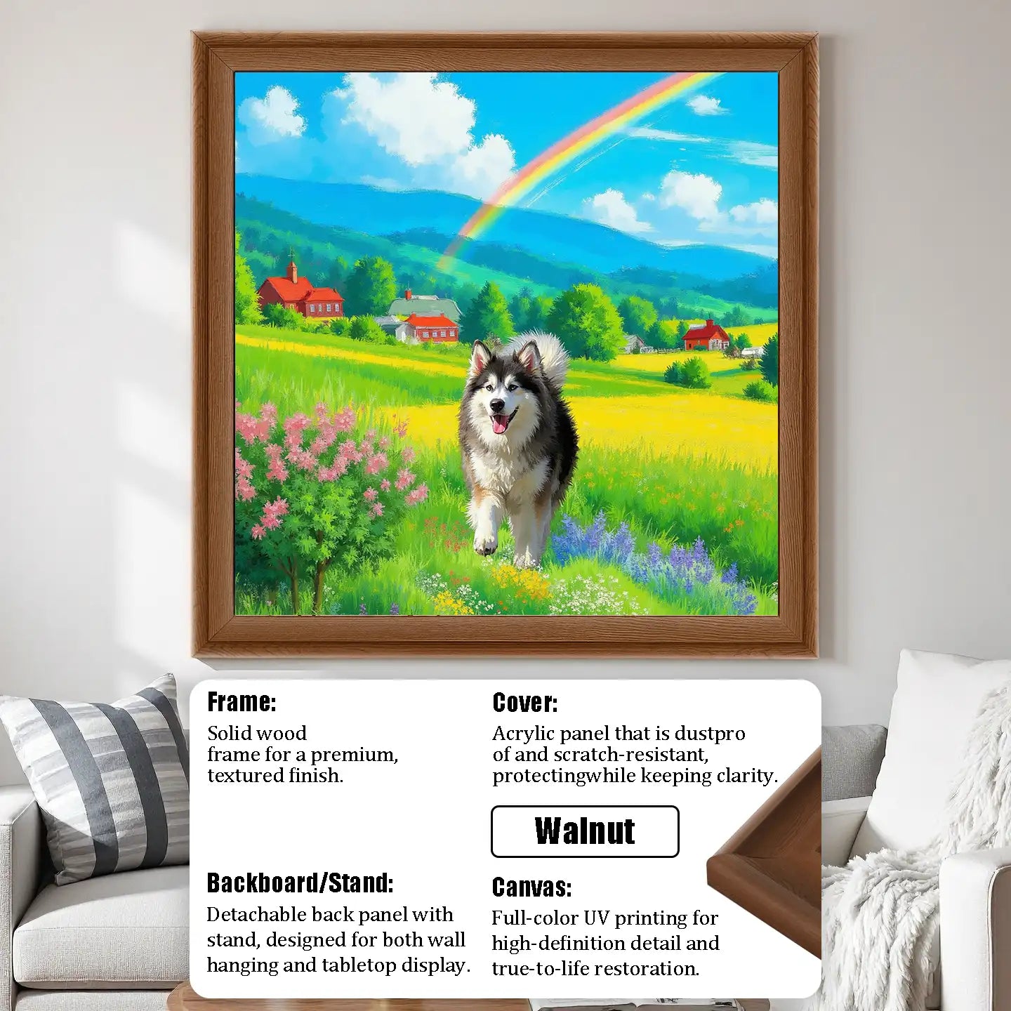 Personalized dog painting gift for pet lovers, custom pet portrait wall art.
