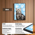 Black framed custom tabby cat portrait, personalized pet wall art gift, vibrant HD print for cat lovers.