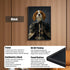 Custom Renaissance pet portrait of a Cavalier King Charles Spaniel dog in a general's uniform, displayed in a black frame with HD UV printing and a clear acrylic panel, suitable for wall or tabletop.