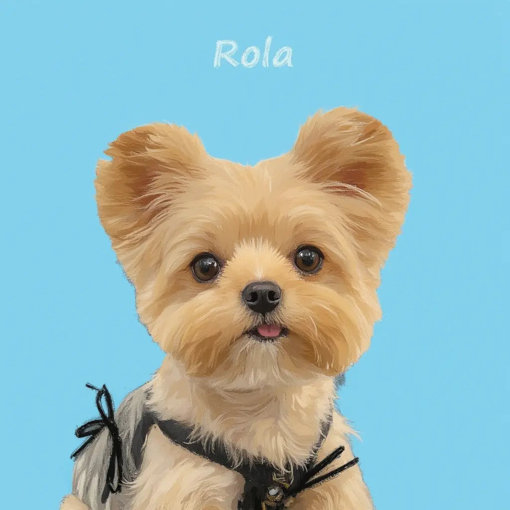 Personalized Yorkshire Terrier dog painting, Rola custom pet portrait wall art gift.