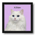 Personalized white kitten pet portrait with blue eyes, custom cat painting wall art gift for pet lovers.
