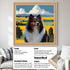 Framed custom pet portrait dog painting, personalized wall art gift with natural wood frame & acrylic cover.