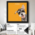 Black framed custom Schnauzer puppy portrait, personalized dog painting, pet wall art gift.