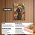 Rose gold framed custom pet portrait, personalized dog painting wall art gift, vibrant UV print.