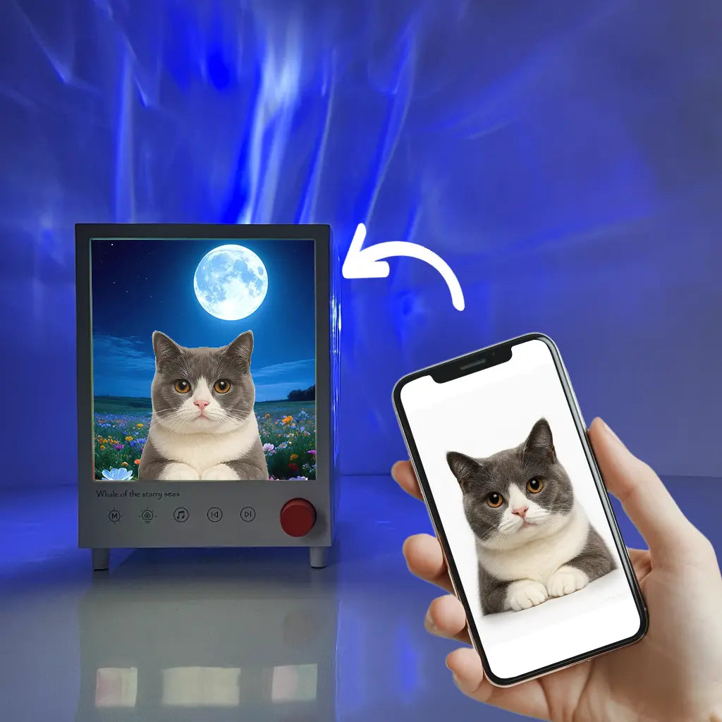 Personalized pet portrait lamp inspired by warm city nights