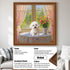 Custom pet portrait white Maltese dog art print, personalized dog painting wall art gift, framed.