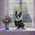 Custom French Bulldog portrait. Personalized dog painting, ideal pet wall art gift, charming garden scene with flowers.