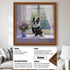 Custom French Bulldog pet portrait, personalized dog painting, framed walnut wall art gift for pet lovers.