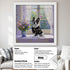 Personalized French Bulldog portrait painting, custom dog wall art gift with flowers, white frame