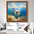 Personalized French Bulldog custom pet portrait painting. Dog wall art gift featuring ocean & lighthouse.