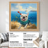 Custom French Bulldog pet portrait canvas, personalized dog painting wall art gift, natural wood frame.