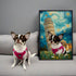 Custom chihuahua pet portrait painting in Leaning Tower of Pisa Starry Night style. Personalized dog wall art gift.