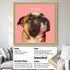 Personalized bulldog puppy custom pet portrait painting from photo. Dog wall art gift, natural wood frame.