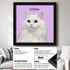 Custom framed white cat portrait painting, personalized pet wall art gift for cat lovers.