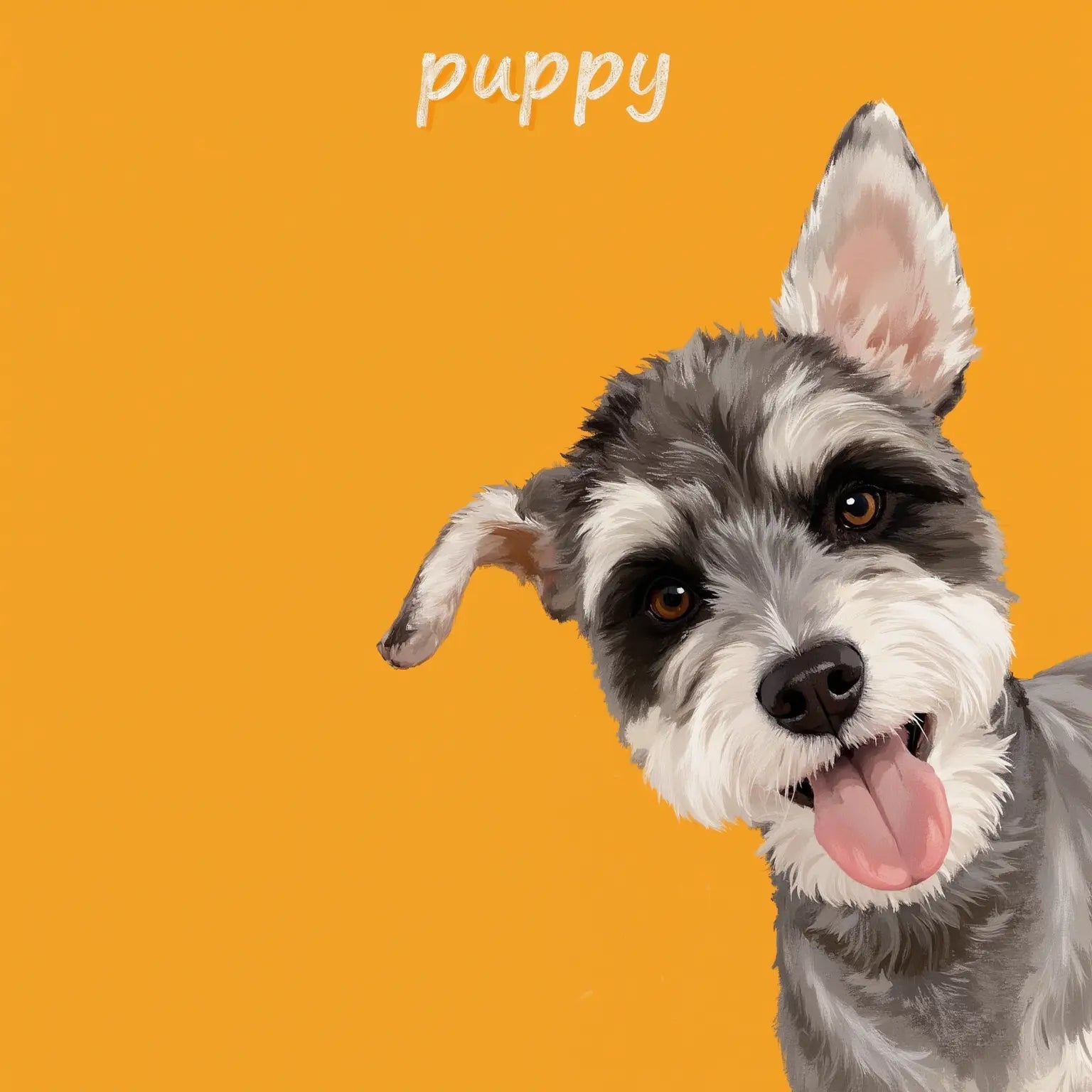 Yellow Hand Drawn Pet Portrait