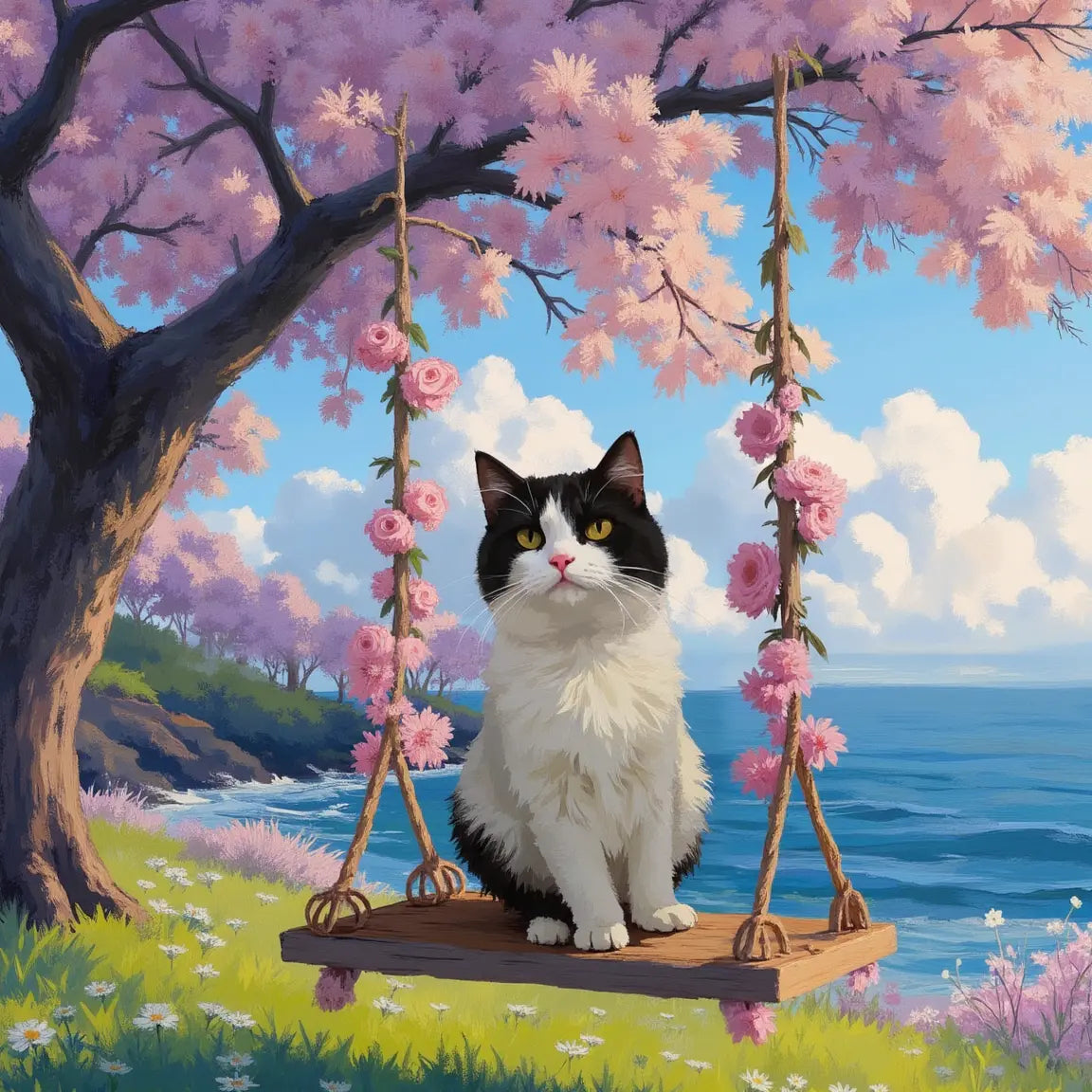 Swing Pet Oil Painting